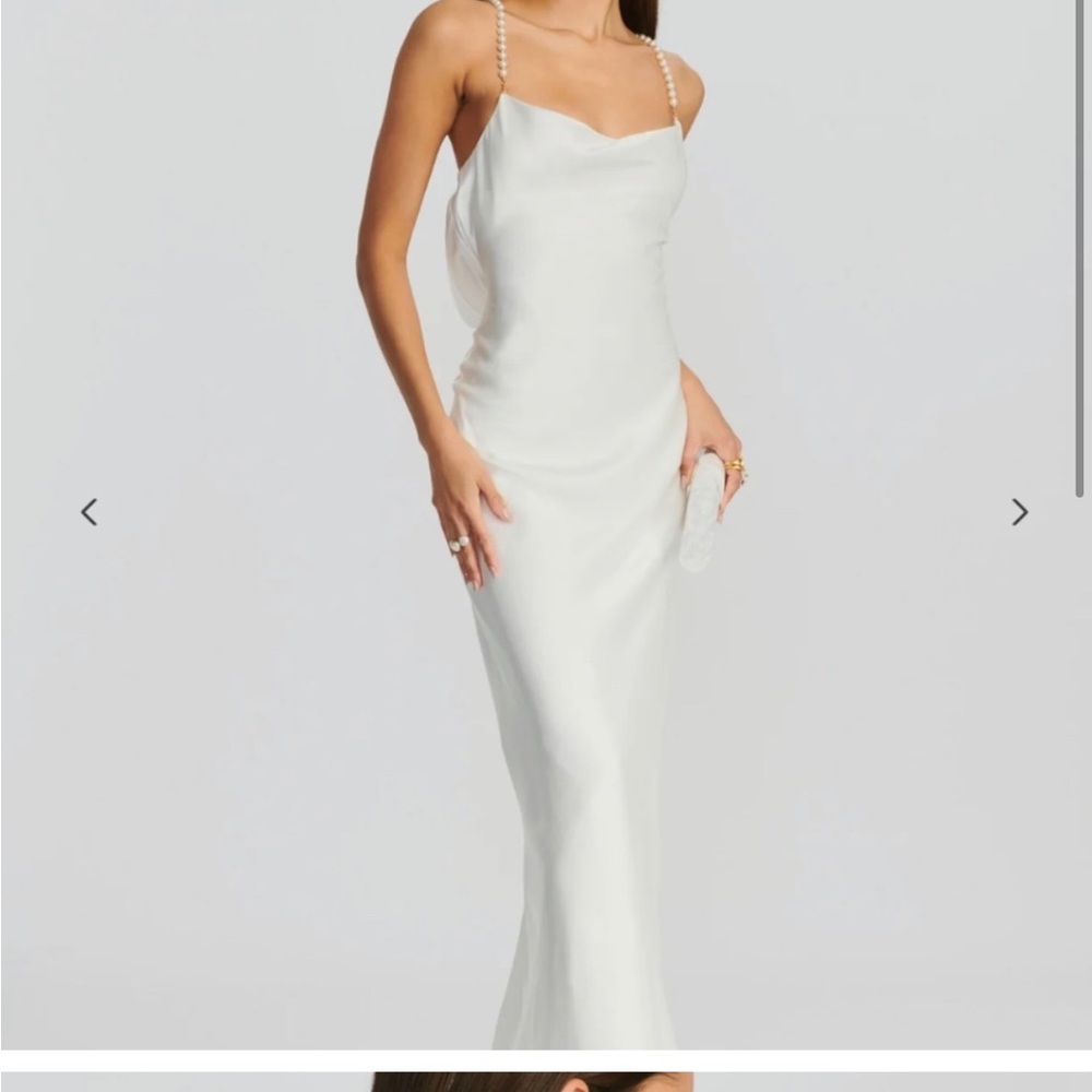 Retrofete White Spaghetti Strap Midi Dress